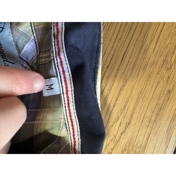 7Diamonds‎ Men Short Sleeve Button Down Shirt Size Medium Plaid Cotton Logo - Picture 10 of 12